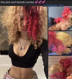 Honey Blond And Pink Hair, Pink And Honey Blonde Hair, Ginger And Pink Hair, Pink And Blonde Hair, Hairdye Ideas, Brown And Pink Hair, Fav Hairstyles