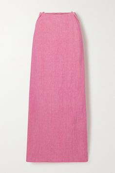 EXCLUSIVE AT NET-A-PORTER. Jacquemus' 'Novio' maxi skirt is made from linen in the most gorgeous shade of pink. It's cut in a column silhouette with a split at the back for movement and has a buckled strap at the waist. Style yours with a tank or cold-shoulder cardigan and heels. Long Pink Skirt, Linen Maxi Skirt, Art App, Computer Photo, Shoulder Cardigan, Pink Maxi Skirt, Shade Of Pink, Column Skirt, Skirt Maxi