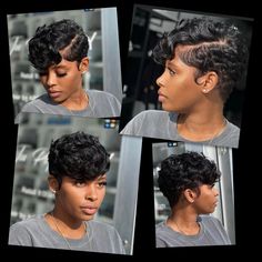 Short Cut Styles Black Women, Pixie Cut Side Part, Shortcut Hairstyle Black Women, Pixie Cut Black Women Natural Hair, Long Pixie Haircut For Black Women, Short Cuts For Black Women, Pixie Cut Black Women, 90s Pixie Cut Black Women