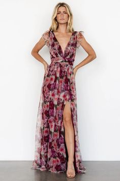 Carmine Maxi Dress | Wine Floral | Baltic Born Dress Rich, Dresses Velvet, Floral Overlay, Baltic Born, Dresses Formal Elegant, Midi Dress Style, Guest Attire, Wedding Attire Guest, Romantic Dress