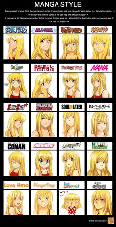 an anime character's face chart with the main characters and their name on it