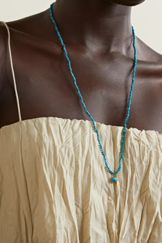 Andrea Fohrman's necklace is strung with vibrant turquoise beads complemented by a dangling pendant featuring a larger version of the stone topped with a diamond-encrusted star. It's handmade from 14-karat gold and has a generous length perfect for layering with the brand's shorter styles. Turquoise Long Necklace With Dangling Beads, Turquoise Necklaces With Dangling Beads, Turquoise Beaded Long Necklace With Dangling Beads, Ethiopian Opal Necklace, Wrap Necklace, Beaded Necklace Diy, Turquoise Bead Necklaces, Wrap Necklaces, Plastic Jewelry