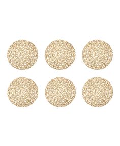 six white beaded buttons on a white background