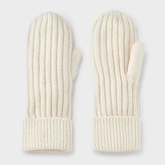 Keep your heads warm and cozy during chilly weather with these Essential Ribbed Mittens from Universal Thread™. Made from a knit cotton-recycled polyester blend, these mittens feature a just-above-wrist length for plenty of warm coverage. A must-have winter essential, the mittens' allover ribbed texture adds a chic touch. Universal Thread™: Found exclusively at Target. Mens Winter Gloves, Velvet Gloves, Long Fingerless Gloves, Xmas Wishlist, Tech Gloves, Costume Gloves, Lace Gloves, Recycled Polyester Fabric, Knit Mittens