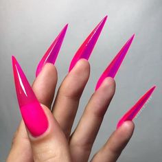 Sparkly Nail Designs, Stiletto Shaped Nails, Long Stiletto Nails, Nails Stiletto, Long Acrylic, Glass Nails, Jelly Nails