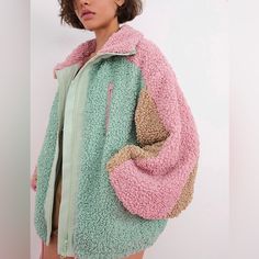 Nwt. Beautifully Luxe Rendition Of The Popular Sherpa Jacket. Women’s Green Borg Jackets Uk, Luxury Quilted Hooded Jacket With Padded Collar, Plus Size Sherpa Jacket, Sweat Sherpa, Fabric Sherpa, Pink Parka, Sherpa Coat, Clothing Pieces, For Love And Lemons