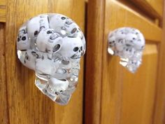 the door knobs are decorated with skulls