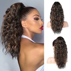 PRICES MAY VARY. ✨[Natural Looking & Blend Perfect]:Claw Clip in Ponytail Extension,Length: 18 inch/45cm, Weight: 160g/5.64oz, Length of Clip: 4inch/10cm; Material: high quality heat-resistant synthetic fibers, soft and natural like human hair. It blends beautifully and looks so thick and full. ✨[Change Your Look In An Instant]:With our jaw claw ponytail extension, you just need to open the claw comb at the top of the ponytail and clip the hair extension over your own ponytail. It takes only one Chocolate Brown With Blonde Highlights, Long Curly Wavy Hair, Clip On Ponytail, Claw Clip Ponytail, Brown With Blonde, Clip In Ponytail Extensions, Curly Wavy Hair, Vacation Birthday, Brown With Blonde Highlights