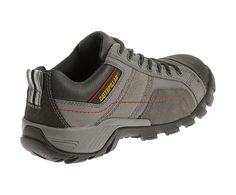 Men - Argon Composite Toe Work Shoe - Dark Grey | CAT Footwear Casual Lace-up Safety Boots, Slip-resistant Leather Walking Shoes For Outdoor Work, Functional Low-top Safety Sneakers, Casual Durable Safety Work Boots, Functional Leather Work Boots With Protective Features, Casual Durable Work Boots For Safety, Casual Slip-resistant Work Boots For Outdoor, Casual Leather Work Boots For Safety, Rugged Leather Sneakers With Foot Protection