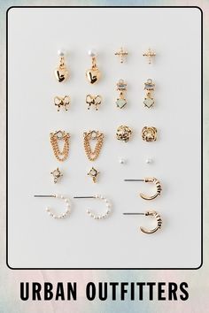 Pearl post & hoop earring set with ten pairs of unique earrings. Content + Care Includes 10 pairs Mixed metals Wipe clean Imported | Pearl Post & Hoop Earring Set in Gold, Women's at Urban Outfitters Urban Outfitters Gold Jewelry For Gift, Urban Outfitters Gold Jewelry For Gifts, Urban Outfitters Jewelry Gift, Trendy Urban Outfitters Jewelry As Gift, Elegant Gold Jewelry From Urban Outfitters, Elegant Everyday Jewelry By Urban Outfitters, Elegant Everyday Jewelry From Urban Outfitters, Elegant Gold Urban Outfitters Jewelry, Hoop Earring Set