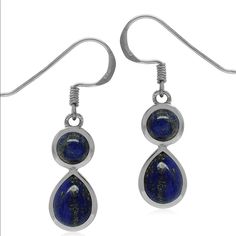 Brand New Elegant Silver Lapis Lazuli Earrings, Elegant Silver Earrings With Lapis Lazuli, Lapis Earrings, Blue Lapis, Earrings Color, Silver Blue, Blue And Silver, Color Blue, Jewelry Earrings