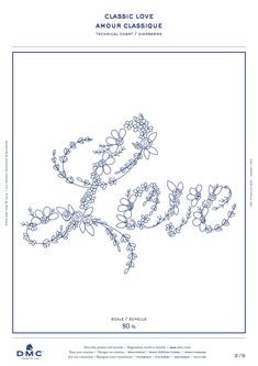 the cover of an album with flowers and vines in blue ink on a white background