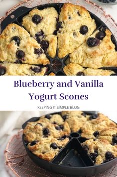 blueberry and vanilla yogurt scones on a cooling rack