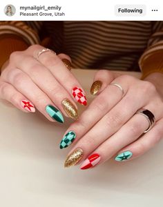 Christmas Checkered Nails, Checkered Christmas Nails, Leopard Christmas Nails, Nails Xmas, Tiny Canvas, Summer Acrylic, Mens Nails, Nail Time