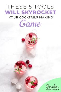 three glasses filled with cocktails and garnished with cherries