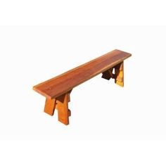 a wooden bench sitting on top of a white background