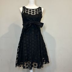 Adrianna Papell Womens Belted Black Polka Dot Sheer Cocktail And Party Dress - Size 6 New With Tags Little Black Dress Shell 50% Cotton 50% Polyester Lining 100% Cotton Pit To Pit 17 Inches Waist Approx 29 Inches Polka Dot Knee-length Party Dress, Polka Dot Dresses For Spring Party, Sleeveless Polka Dot Dresses For Formal Occasions, Sleeveless Polka Dot Formal Dress, Spring Cocktail Dress With Polka Dots, Polka Dot Cocktail Dress For Spring, Spring Cocktail Dress In Polka Dot, Summer Lace Polka Dot Dress, Polka Dot A-line Party Dress