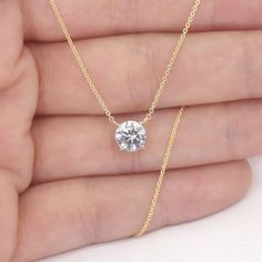 ◈ Shipped in 3-5 business days encased in a jewelry box ◈◈ Special 40% off sale for Lab Grown Diamonds Jewelry ◈◈ https://www.etsy.com/shop/DiamondFineJewelry?ref=seller-platform-mcnav&section_id=47750073 ◈ Item Details ◈ Lab Grown Diamond Necklace --- The Diamond pendant is attached to the chain. --- Handmade in United States --- Made to Order --- Metal: Solid 14K Gold (White, Rose, Yellow Gold) --- Lab Grown Diamond with IGI CERTIFICATE  --- Diamond Shape: Round --- Diamond Cut Grade: Excellen Timeless Solitaire Necklace With Prong Setting Gift, Timeless Solitaire Necklace With Prong Setting, Elegant Diamond Necklace Vs Clarity As Gift, 14k Gold Solitaire Necklace With Vvs Clarity For Anniversary, Classic Round Cut Diamond Necklace For Gift, Classic Round Cut Diamond Necklace As Gift, Anniversary Diamond Necklace With Vs Clarity, Formal Solitaire Necklace With Vs Clarity Round Pendant, Vs Clarity Round Cut Yellow Gold Diamond Necklace