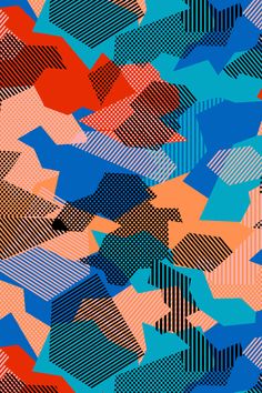 an abstract background with blue, red and orange shapes