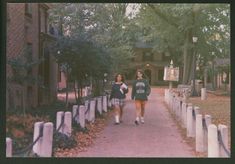 Photo of two girls walking in William and Mary's sorority village, from the 1980's Vintage Sorority, School Department, Summer Study, Residence Life, William & Mary, College Girl Dorm, Future Vision, Academic Calendar, William And Mary