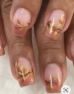 Fall Nail Art French Tips, Fall Nail Tip Ideas, Fall Color French Tip Nails Square, Pretty Fall Nail Designs, French Tip Nails For Fall, Fall Leaves Nail Designs, Fun Fall Nail Designs, Harvest Nails, Early Fall Nails