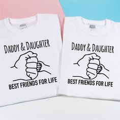 "Daddy And Daughter Matching T shirts, Daddy and Son Fist Bump T-Shirt, Christmas Gift for Daddy From Wife, Gift From Son, Gift From Daughter Your husband/partner will love these matching daddy and daughter t-shirts. They are so great that both of them will want to wear them every day! Perfect gift for any father and daughter/son. You can choose the size of the t-shirt / baby vest for each member of the family and the colour of the design from our vinyl colour option chart.  Start your Father's Day, Mother's Day, Valentine's, Easter or Christmas tradition with these matching adorable t-shirts.  You can wear them on an everyday basis, on holidays or even as a tee for your pyjamas.  All our t-shirts and baby vest are: - made from 100% cotton - soft  - comfortable SIZE GUIDE: Baby bodysuits: Daddy And Daughter, Valentines For Daughter, Matching T Shirts, Father And Daughter, Fist Bump, Christmas Tradition, Best Friends For Life, Wife And Kids, Baby Vest