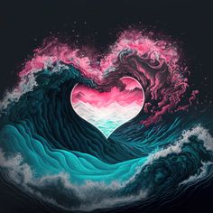 a heart shaped wave with pink and blue colors