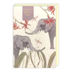 Lively Elephant Birthday Card Cute Greeting Card Pink Ink Elephant Cards, Elephant Birthday Card, Beautiful Elephant, Elephant Birthday, Card Tattoo, Indian Elephant, Elephant Love, Personal Message, Special Day