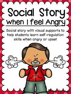 a red and white poster with the words social story when i feel angry