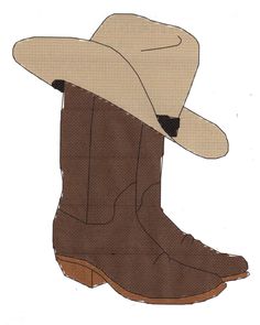 a drawing of a cowboy's hat and boots