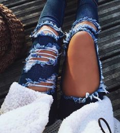 Fabric: Denim Gender: Women Item Type: Bottoms Color: Photo Color Size: S, M, L, XL Cute Ripped Jeans, Ripped High Waisted Jeans, Fashion Goals, Trendy Swimwear, Boyfriend Jean, School Looks, Outfit Trends, Cute Jeans, Jeans Boyfriend