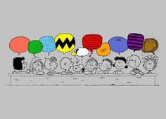 a group of cartoon characters with speech bubbles