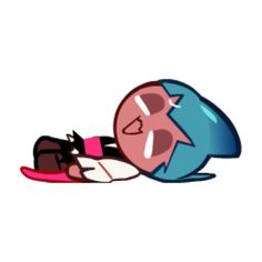 an image of a cartoon character laying on the ground with his head in a ball