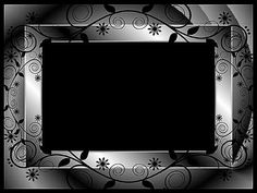 a black and silver frame with flowers on it