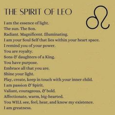 the spirit of leo poem written in black ink