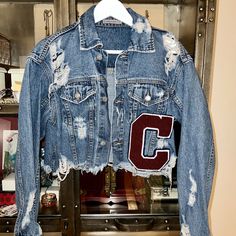 I Bought 3 Carmar Denim Jackets At Lf In Greenwich, Ct For My 3 Daughters. Only 2 Of Them Wore Theirs. This Jacket Was Worn 1 Time. Good Quality Denim, Looks And Feels Brand New. No Stains. Size S Cropped Medium Wash Denim Outerwear, Medium Wash Cropped Denim Outerwear, Distressed Cropped Denim Jacket, Long Sleeve Faded Pre-washed Denim Jacket, Medium Wash Button-up Denim Cropped Jacket, Pre-washed Cotton Denim Jacket In Denim Blue, Varsity Letter, Cropped Denim Jacket, Cropped Denim