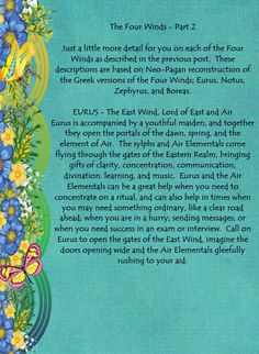 the four winds - part 2 is written in blue and yellow with flowers on it