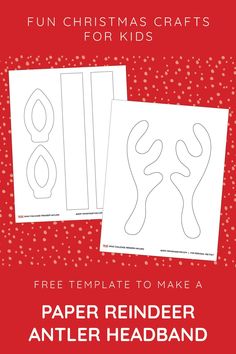 two christmas crafts for kids to make paper reindeer antler headbands on red background