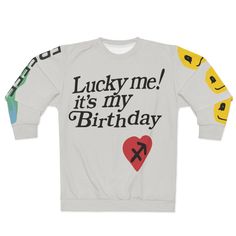 Lucky me! It's my Birthday Kids See Ghosts Crewneck-2XL-Archethype Lucky Me Its My Birthday Sweatshirt, Kid Cudi Kanye West, Kids See Ghosts, It's My Birthday Shirt, Birthday Sweater, 3d Sweater, Birthday Sweatshirt, Lucky Me, It S My Birthday