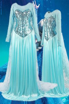 Elsa, can be brought to life by cosplaying, all you need to do is purchase Halloween Cosplay Frozen Elsa Princess Deluxe Cosplay Costume and wear it. Perfect design and good fabric will make sure that you'll never be regretful for buying it.  #frozen2 #elsacosplay  #partydress #costume Frozen Elsa Dress Adult, Frozen Elsa Ice Dress, Elsa Christmas Dress, Elsa Blue Dress Frozen 1, Olaf Frozen Adventure Elsa Dress