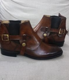 Brown Genuine Leather Buckle Military Style Jodhpur Boot on Storenvy