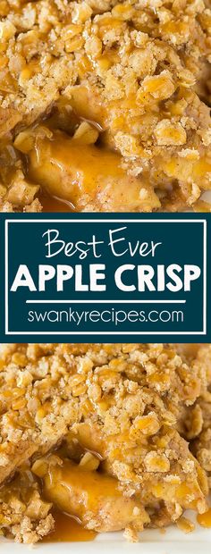 the best ever apple crisp recipe is made with fresh apples and oats