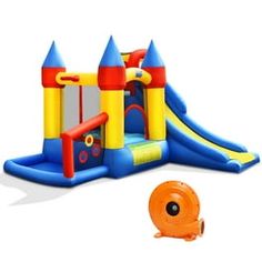 an inflatable bounce castle with a blow up ball