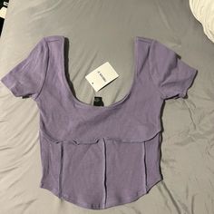 Purple Ribbed Material. New With Tags Fitted Trendy Crop Top By Forever 21, Fitted Cotton Crop Top By Forever 21, Forever 21 Fitted Casual Crop Top, Purple Shorts, Forever21 Tops, Tokio Hotel, Forever 21 Tops, Color Purple, Music Videos