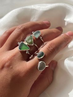 Custom Built Your Own Seaglass Ring in Silver, Send Your Own Seaglass for a Custom Ring. Build Your Own Ring. Handmade Seaglass Ring. - Etsy Seaglass Rings, Granulation Ring, Seaglass Jewelry, Ring Inspiration, Sea Glass Ring, Ocean Jewelry, Glass Ring, Custom Ring, Glass Rings