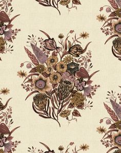 a floral wallpaper with many different flowers