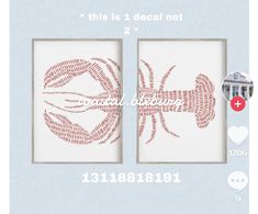 this is a cross stitch pattern for two crabfishs in red and white, with the words'this is 1 decal not 2 '