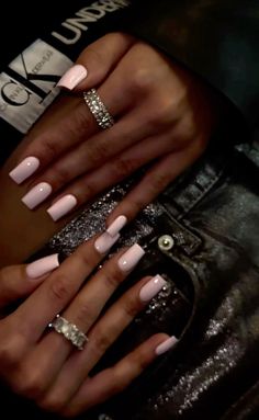 Cute Basic Nail Sets, Light Pink Short Nails, Nude Nail Inspiration, Pink Short Nails, Tapered Square Nails, Plain Nails, Hard Nails, Nude Nail, Classy Acrylic Nails