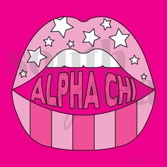 the word alphabet on top of a pink lip with stars and stripes in front of it