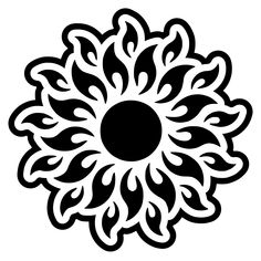 a black and white circular design on a white background